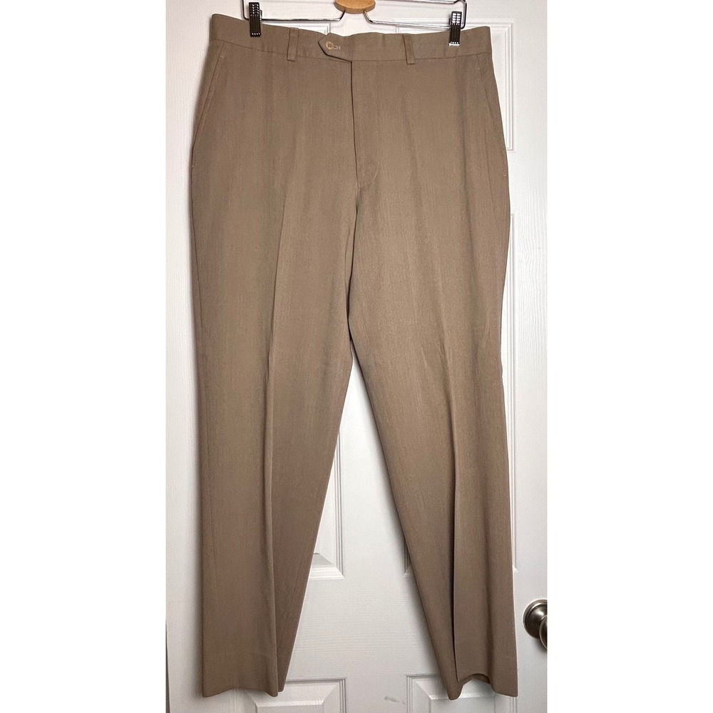 Country Road Mens Flat Front Dress Pants Tan‎ Size 36 Wool Blend